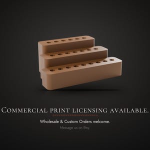 May include: A light brown, three-tiered rectangular stand with six circular holes on each level. The text reads: COMMERCIAL PRINT LICENSING AVAILABLE. Wholesale & Custom Orders welcome. Message us on Etsy.