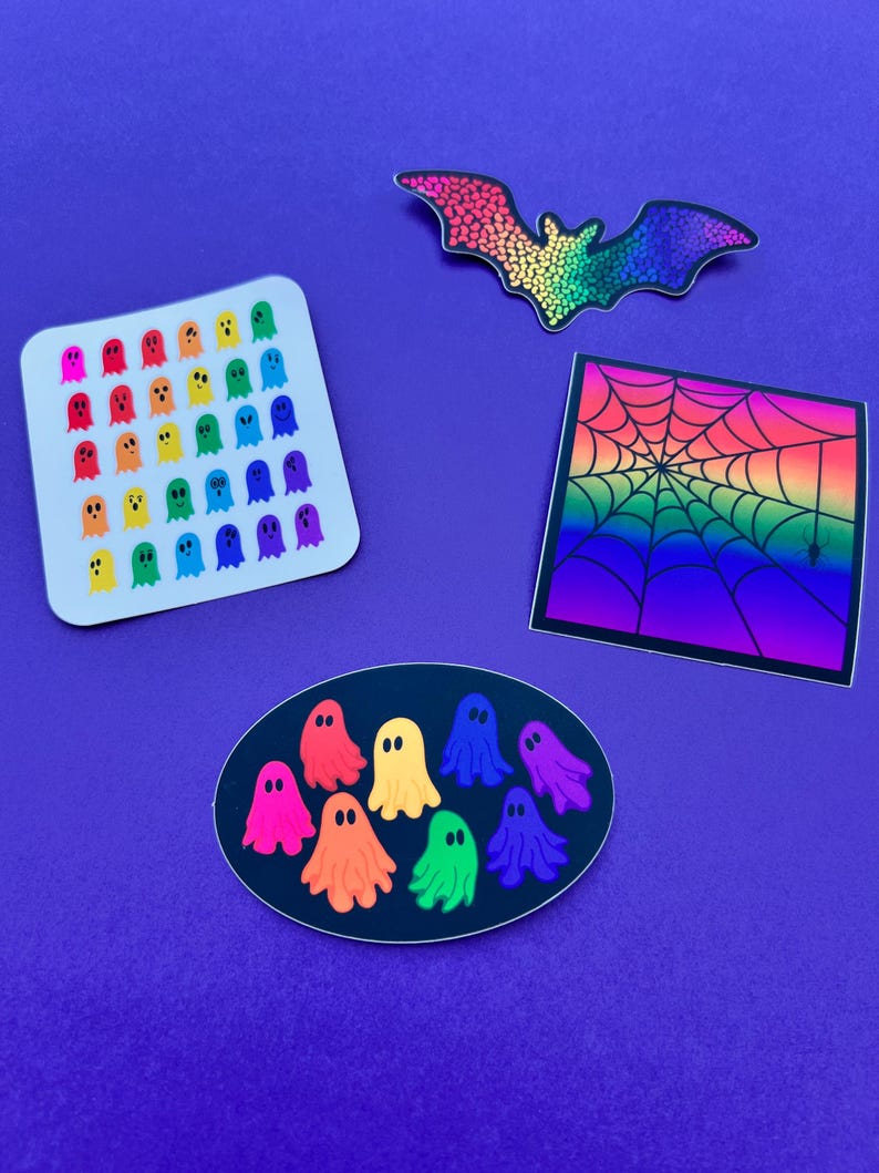 Bat Rainbow Pebble Gradient Matte Vinyl Sticker - Etsy