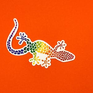 Rainbow Gradient Pebble Lizard Matte Vinyl Sticker
