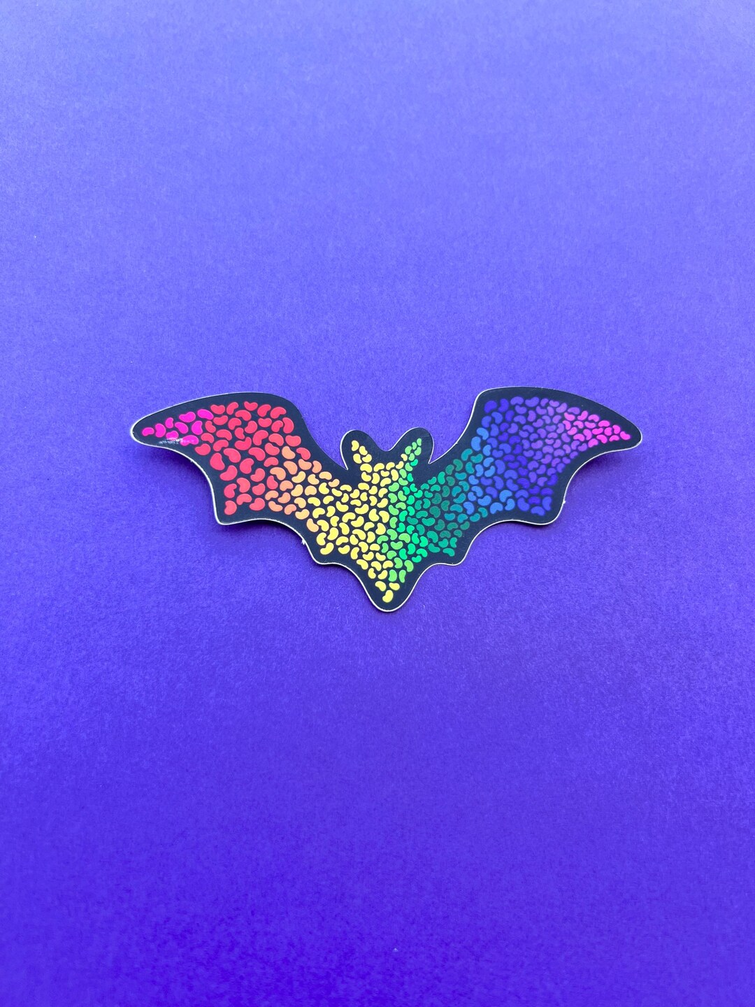 Bat Rainbow Pebble Gradient Matte Vinyl Sticker - Etsy
