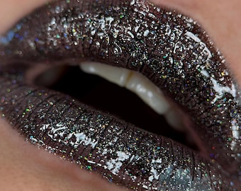 Black Holographic Glitter Lip Gloss (Goth Star)