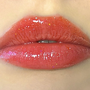 Orange Pink Holographic Glitter Lip Gloss