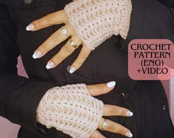 Modèle de mitaines au crochet, chauffe-mains faciles au crochet, PDF anglais