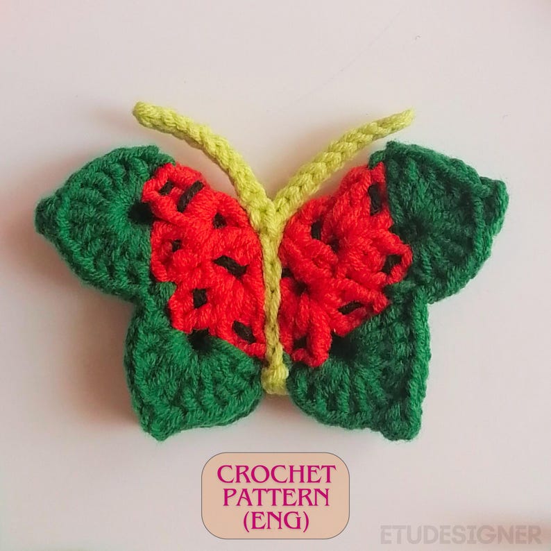 Crochet Butterfly Pattern Tutorial Crochet Butterfly Pattern: Tutorial for Brooch, Hair Clip, Keychain ...