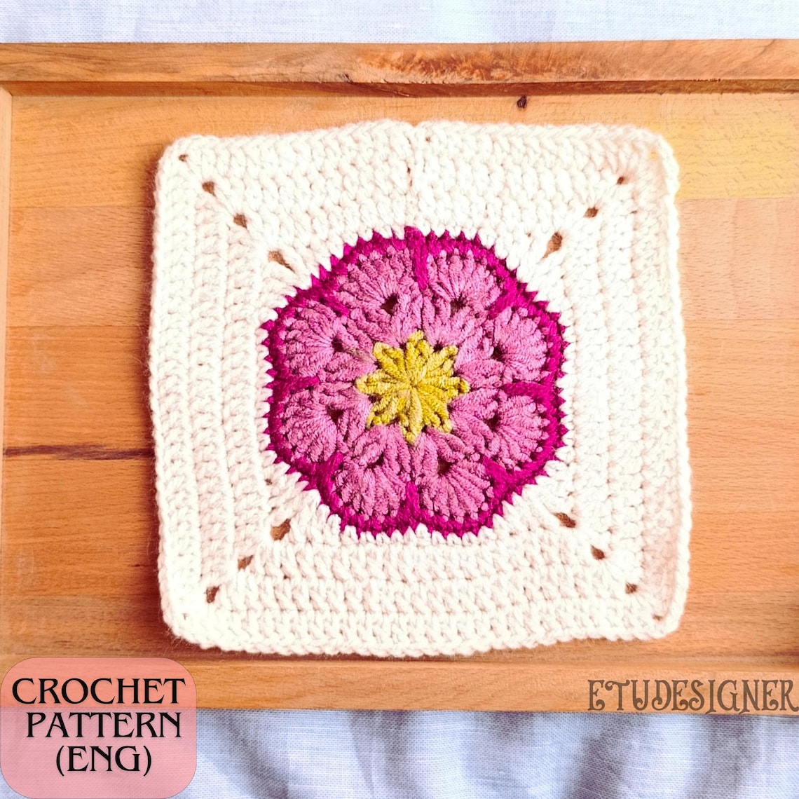 Crochet African Flower Granny Square Pattern, Floral Motif (PDF Pattern ...