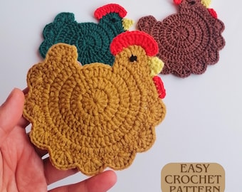 Crochet Chicken Coaster Pattern: Easy Farmhouse Decor (PDF Pattern)