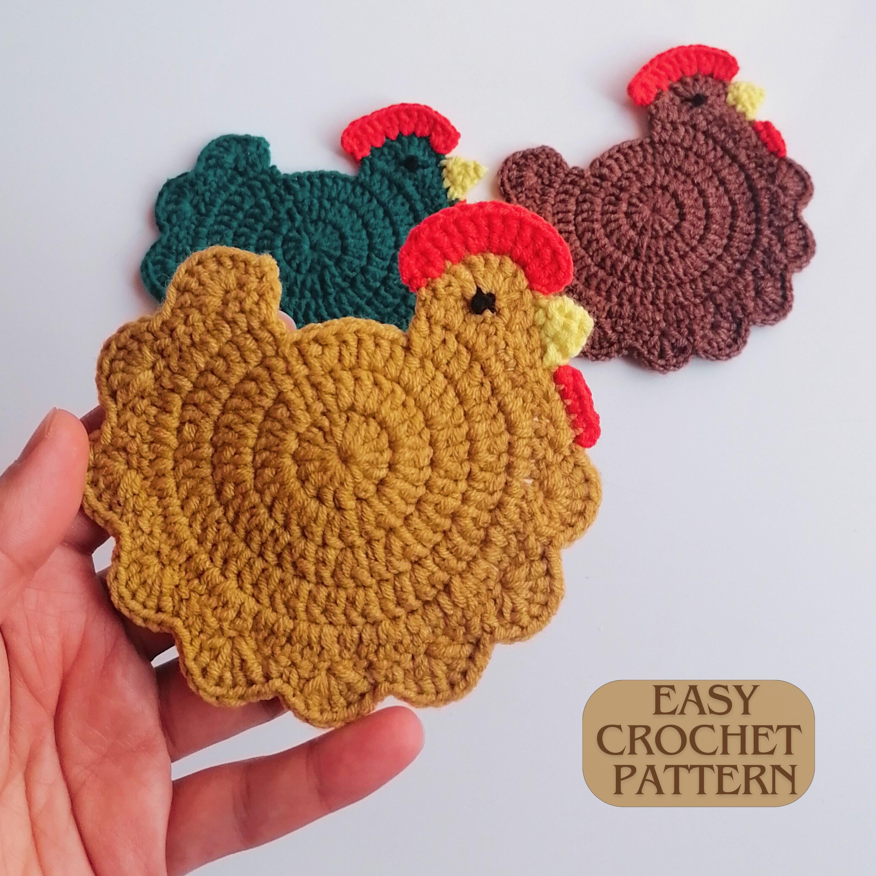 Crochet Chicken Coaster Pattern: Easy Farmhouse Decor