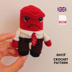 Crochet Anger Doll, İnside Out  Crochet Pattern, Gifts Plush Printable PDF Tutorial English Pdf