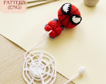 Spider-Man Amigurumi Crochet Pattern, Superhero Doll, Car Hanging Toy (Digital English PDF)