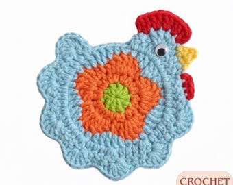 Crochet Chicken Coaster  Pattern, Demogorgon Inspired, Easy Farmhouse Decor , English PDF