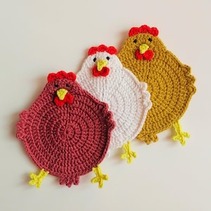 Crochet Coaster Patterns Bundle – Chicken, Cow, Cat Mug Rugs (PDF Download)