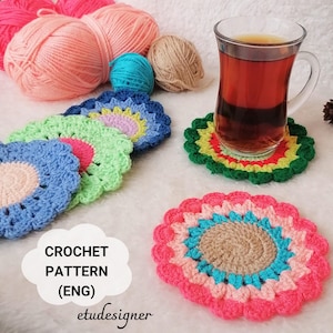 Crochet Flower Coaster Pattern: Easy DIY Tutorial (English PDF)