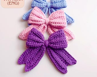 Crochet Bow Pattern, Easy Ribbon Tutorial, Crochet Accessories (English PDF)