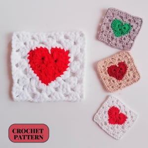 Patrón de corazón de abuela a crochet: Posavasos fácil (descarga digital)