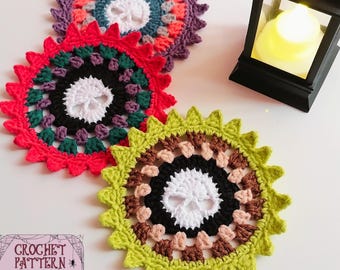 Crochet Skull Coaster Pattern: Gothic Halloween Decor (PDF Tutorial)