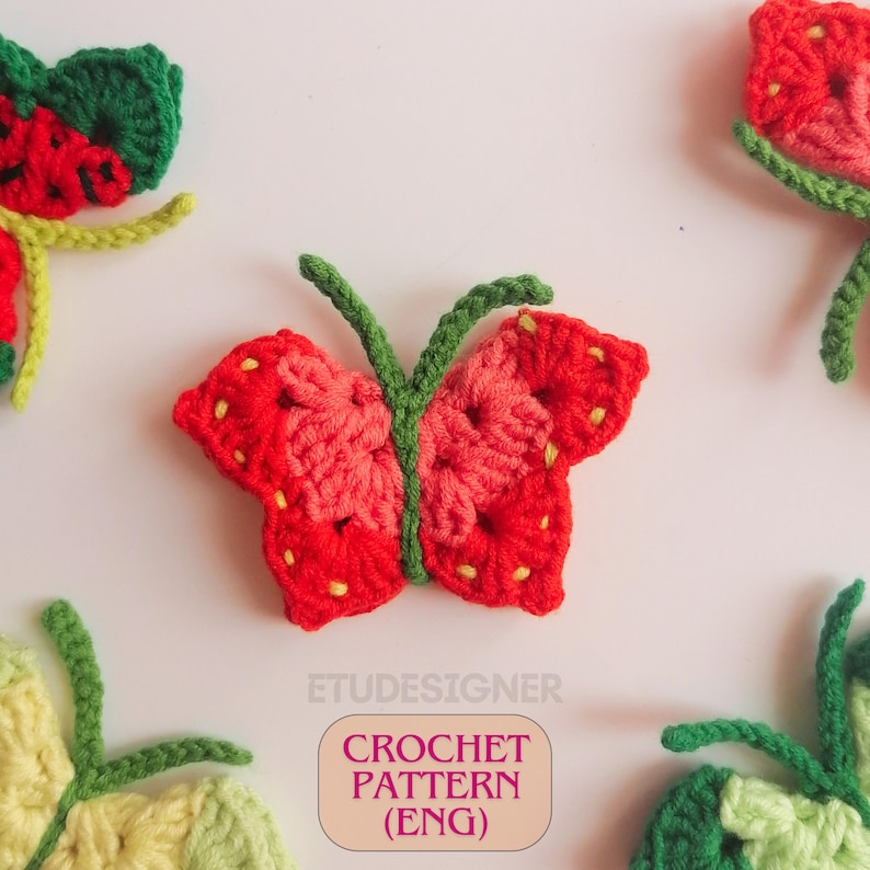 Crochet Butterfly Pattern Tutorial Crochet Butterfly Pattern: Tutorial for Brooch, Hair Clip, Keychain ...