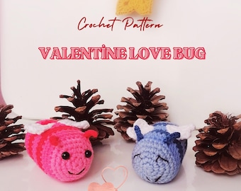 Crochet Love Bug Pattern, Valentine Bumblebee Amigurumi (Digital Download)