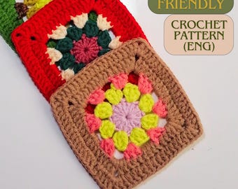 Easy Granny Square Crochet Pattern: Beginner Friendly (Digital Download)