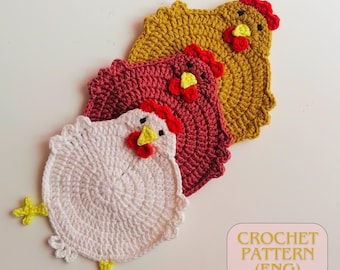 Crochet Chicken Coaster Pattern: Farmhouse Trivet, BESTSELLER Handmade Gifts,  (English PDF)