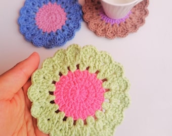 Flower Coaster Crochet Pattern: Easy DIY Tutorial (English PDF)