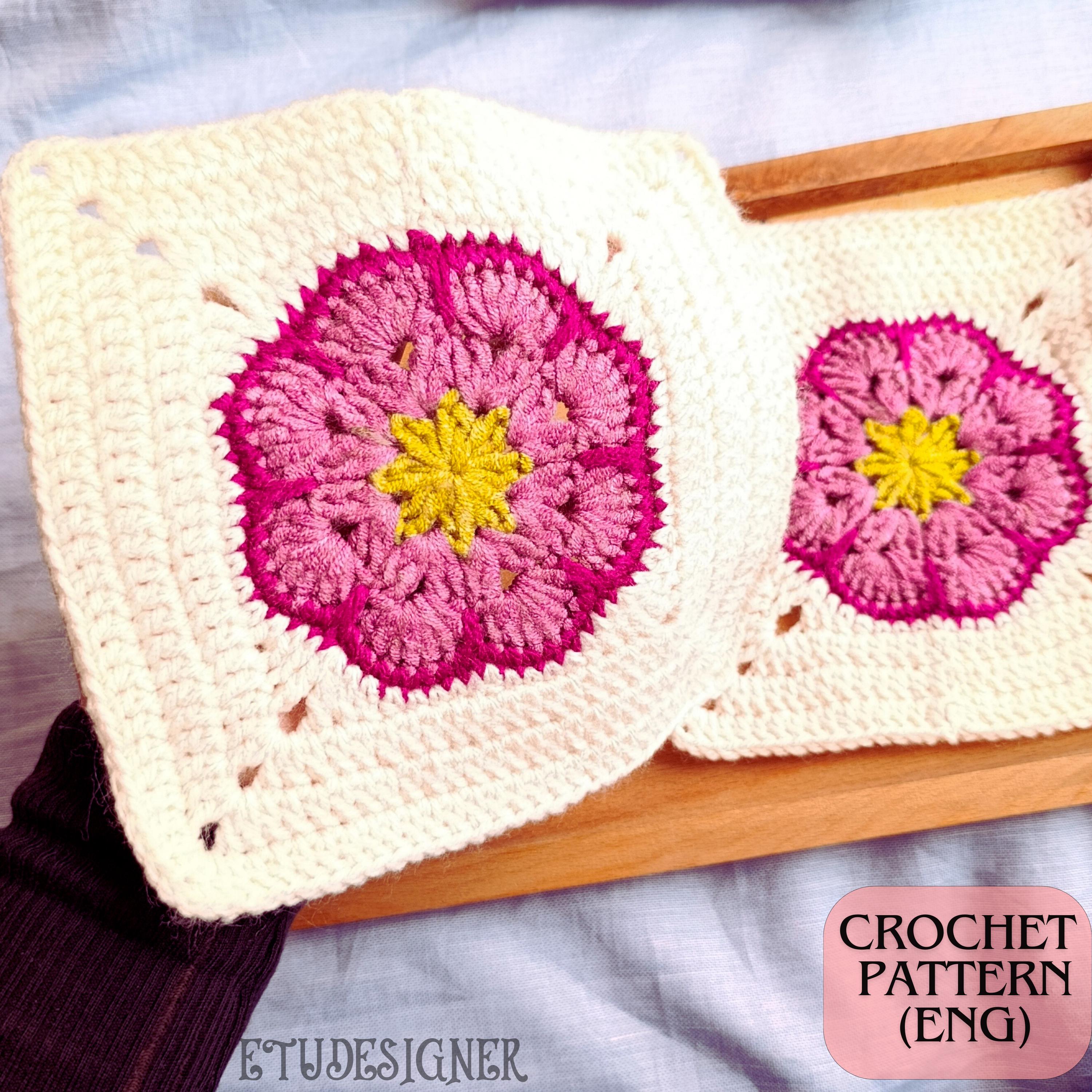 Crochet African Flower Granny Square Pattern, Floral Motif (PDF Pattern ...