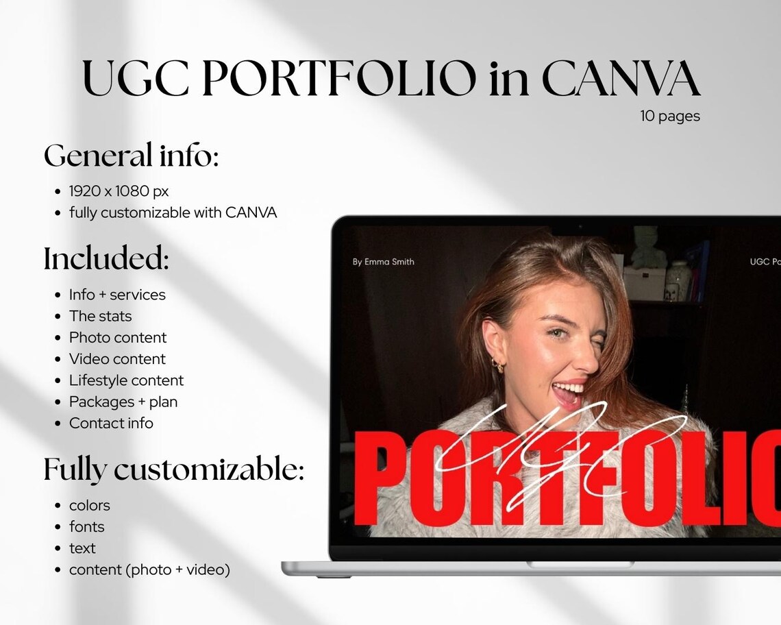 UGC Creator Portfolio Template Canva UGC Beauty Website Template UGC ...