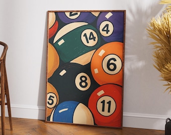 Autocollant Mural Déco Boules De Billard - Sticker Vinyle Pour Salle De Jeux - Référence #OS_MB130