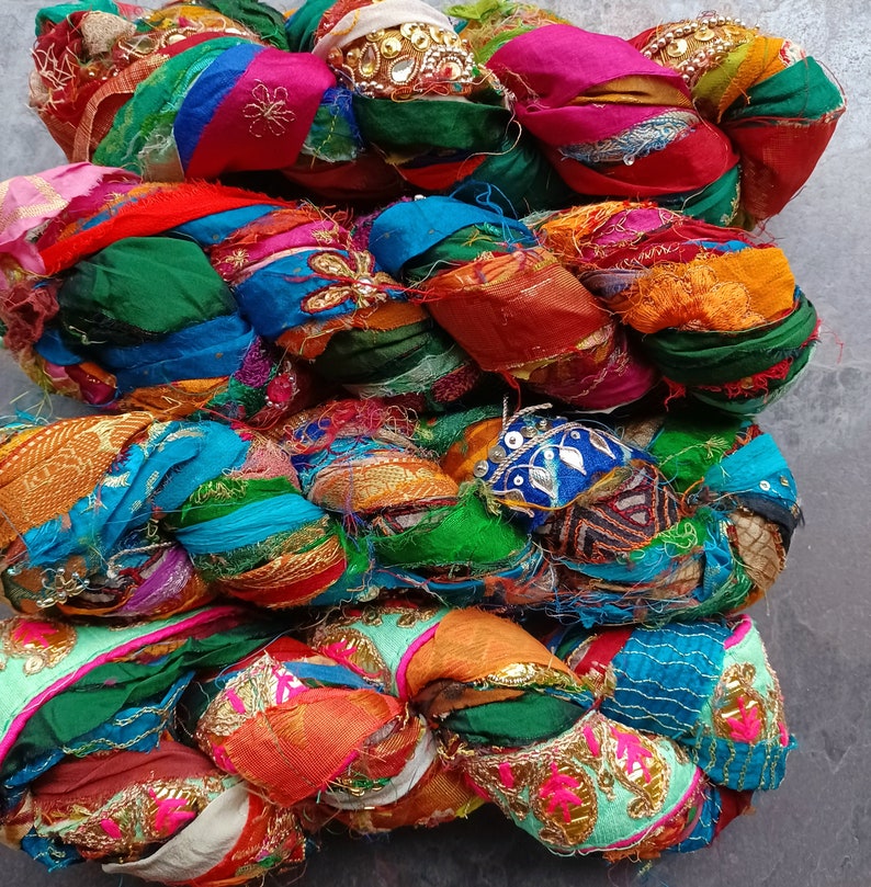Sari Ribbon Thread 5 Yards Embellished Silk Sari Ribbon, Jacquard Tassel Ribbon, India - Etsy