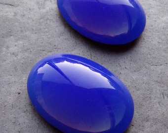 Vintage Blue Opal Glass Oval Cabochon 25 x 18