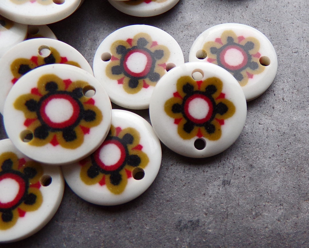 20 Vintage Lucite Floral Connector Beads, Flower Beads, 1970's, Vintage