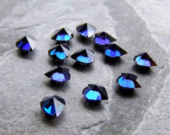 12  Bermuda Blue Austrian Crystal Heart Stones Cabochons, Designer Crystals, Small Heart Cabochon, Crystal Heart, 5.5mm, Article 4800
