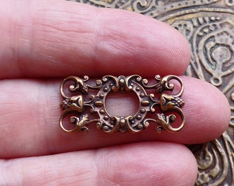 1 Vintage Brass French Stamping, Bracelet Link, Baroque, Centerpiece, French Brass, Bracelet Connector, DIY Jewelry Supply, 27mm, Acorns