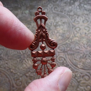 2 Vintage Brass French Pendants, Vintage French Stampings, French Pendant, Made in France, Brass Pendant, 38mm, Rare, Nail Head Stamping