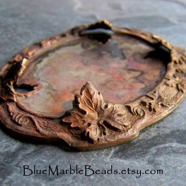 Victorian Setting, True Vintage, Leaf, Vintage Finding, Prong Setting, Patina, Cabochon Setting, Unique Setting, Brass Setting, 45 x 32, 1
