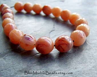 20 Vintage Peach Marble Bumpy Oval Lucite Beads, Vintage Lucite, Beads Vintage, Marble Beads, 12mm, Textured Beads