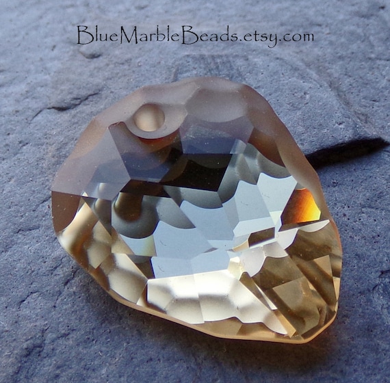 1 Swarovski Crystal Rock Pendant, Golden Shadow, 23mm, Half Matte, Crystal Nugget Beads, Arrowhead, Austrian Crystal Pendant, 6190