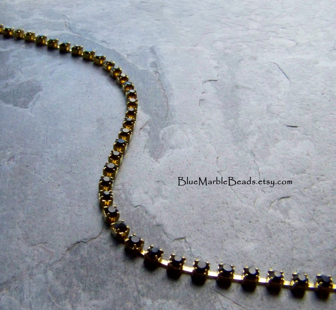 3 Feet Jet Black Crystal Rhinestone Chain, Chinese Crystal, 24pp, 3mm ...