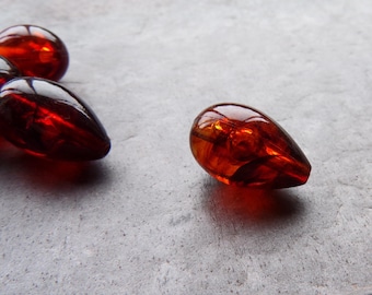 20 Vintage Lucite Teardrop Beads, Tortoise Shell Style, 17mm