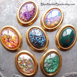 Choose 1 Vintage Oval Cabochon, Red Fire Opal, Bloodstone, Turquoise Aventurine, Silver Fire Opal, Amethyst Opal, Ruby Fire Opal, 25 x 18 image 1