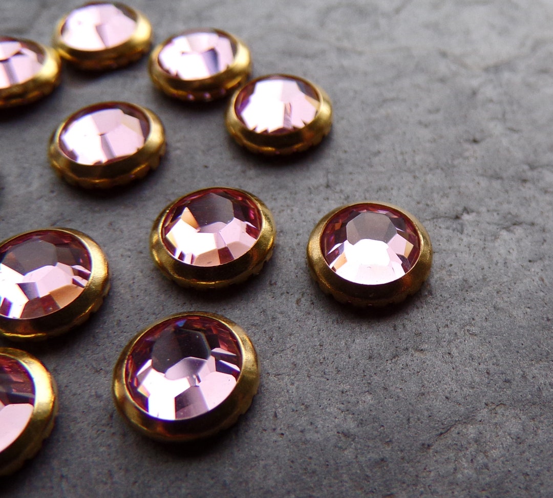 10 Swarovski Crystal Elements SS34 Brass Set Light Rose Rhinestones ...