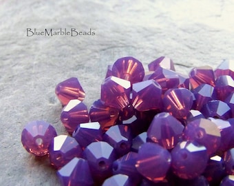 20 Czech Crystal Bicone Beads, Amethyst Opal, Cyclamen Opal, 5mm, Boho Jewelry Supplies