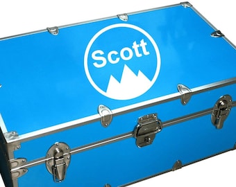 Personalized Camp Trunk Decal - Custom Name Decal - Boys Name - Mountain Range - Summer Camp - Girls Name