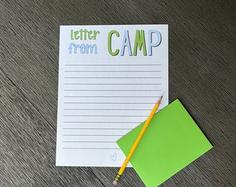 Letter From Camp - Camp Stationary - Summer Notes from Camp - Summer Camp Stationary - Camp Stationary Set - Blue and Green