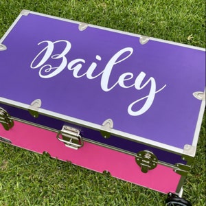 Personalized Camp Trunk Decal Custom Name Decal Brush Lettering Name Hand Lettering Font Summer Camp Trunk Happy Camper