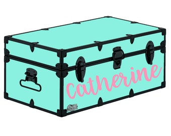 Personalized Camp Trunk Decal - Custom Name Decal - Brush Lettering Name - Hand Lettering Font - Summer Camp Trunk - Happy Camper -