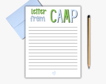 Letter From Camp - Camp Stationary - Summer Notes from Camp - Summer Camp Stationary - Camp Stationary Set - Blue and Green