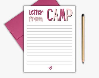 Letter From Camp - Camp Stationary - Summer Notes from Camp - Summer Camp Stationary - Camp Stationary Set - Pink