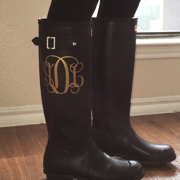 Décalcomanie monogrammée Rainboot - Décalcomanie vinyle personnalisée - Décalcomanie monogramme personnalisée - Décalcomanie bottes de pluie