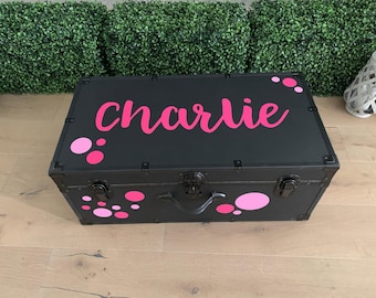 Camp Trunk Decal Personalized Name Sticker Kit Summer Camp Luggage Identification Label Custom Polka Dot Sleepaway Footlocker Decoration