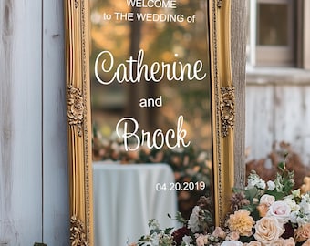 Custom Vinyl Decal Entrance Display Mirror Decor Easy Application Acrylic Signs Elegant Lettering Wedding Welcome Ceremony Decoration Art